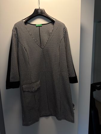 Robe Benetton pied-de-poule élégante, taille M, automne!