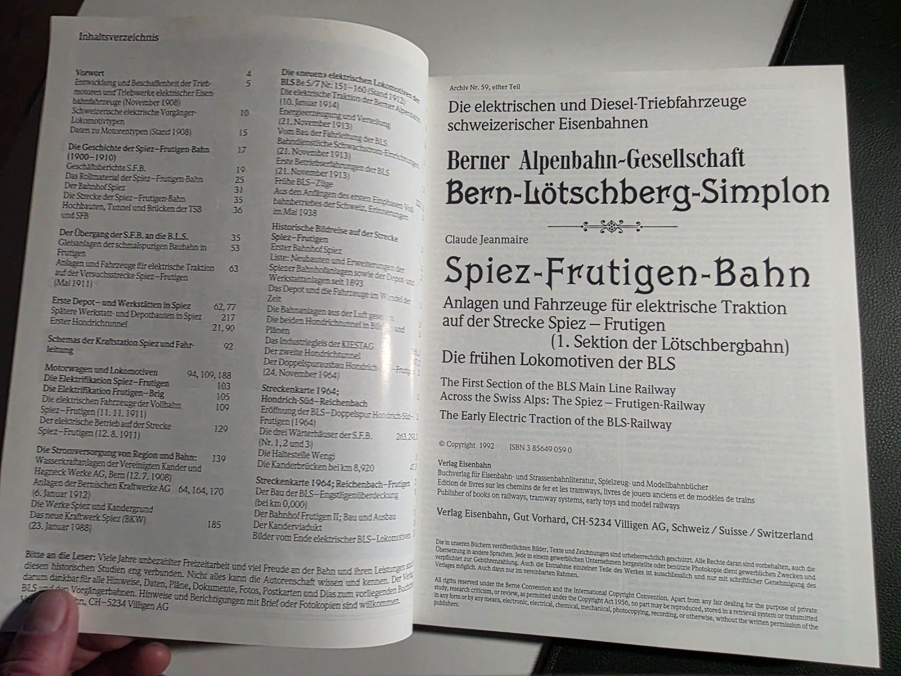Bücher: Bern-Lötschberg-Simplon - Berner Alpenbahn-Gesellschaft 1992 – Gebraucht aus Walterswil BE von Lonitti 1