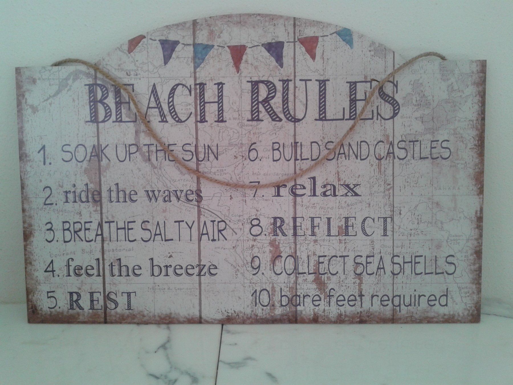 Insegne: grosses Holzschild "BEACH RULES" Strand Pool Bar Bad – Nuovo (secondo la descrizione) da Camorino venduto da Campellino 1