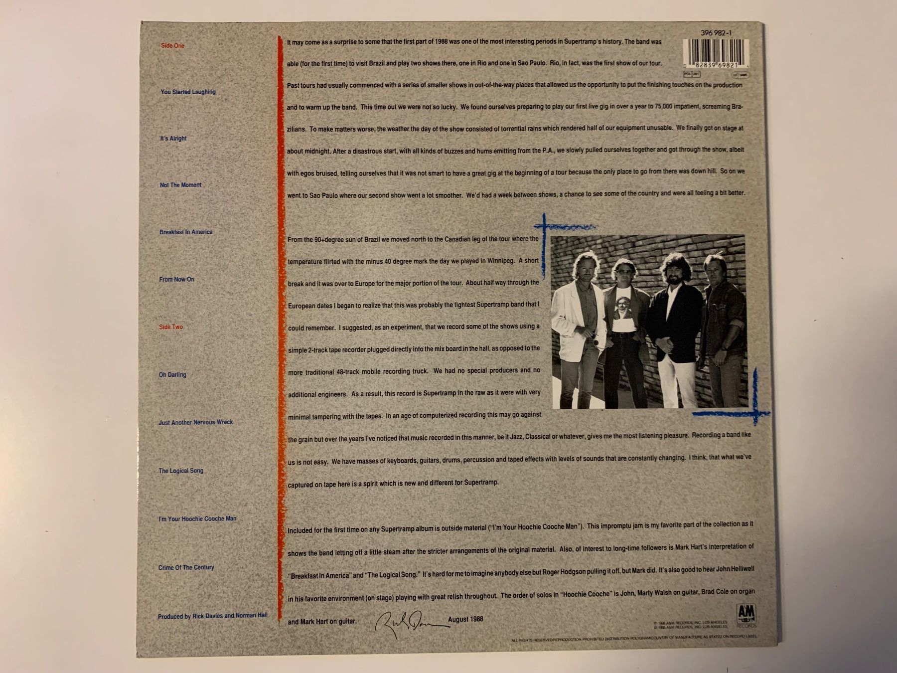 Dischi in vinile: Supertramp - LIVE '88 – Usato da Aesch BL venduto da BlueMusicRecords 1