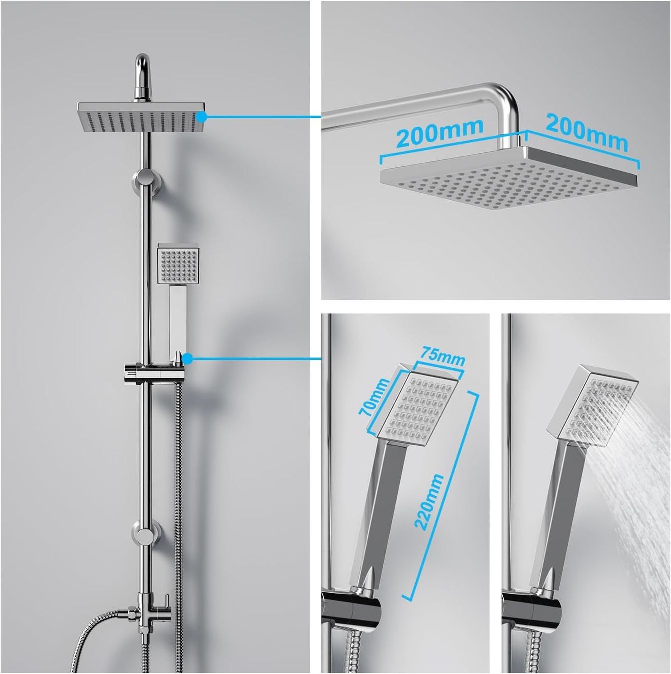 Docce: Duschsystem Regendusche 20x20cm Wassersparend Chrom – Nuovo e nell'imballaggio originale da St. Gallen venduto da sch_zsz7 2
