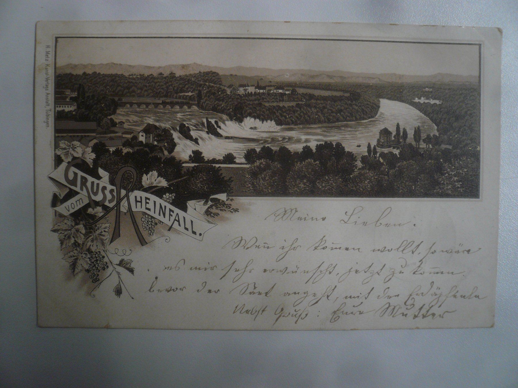 Cartoline postali: farbigeAK RHEINFALL – Usato da Oberhofen am Thunersee venduto da luuping99