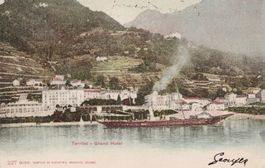 Dampfschiff vor Territet AK 1905 gelaufen nach Paris