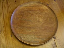 Massiver XXL Holzteller Ø 39 cm 1.85 kg | Servierplatte edel