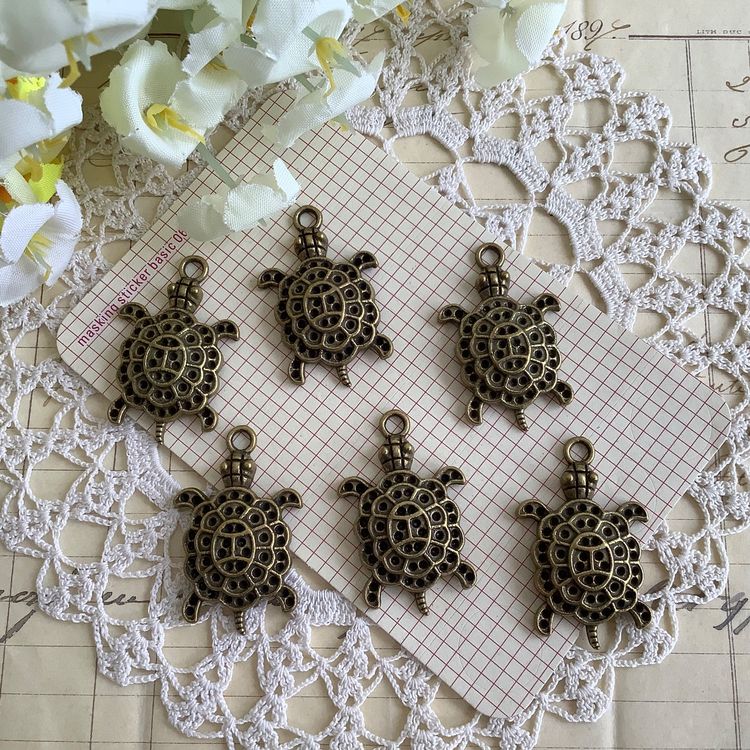 6 Anhanger Charm Schildkröte Metall Pendentif tortoise (Neu (gemäss ...