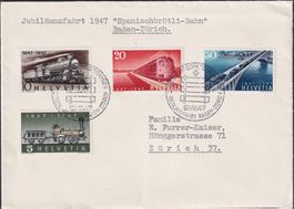 1947, FDC Nr.277-280, sehr sauber, SPANISCHE BRÖTLIBAHN