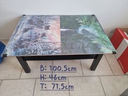 Sofa-tisch mit 2 Puzzle Bilder als Fläche