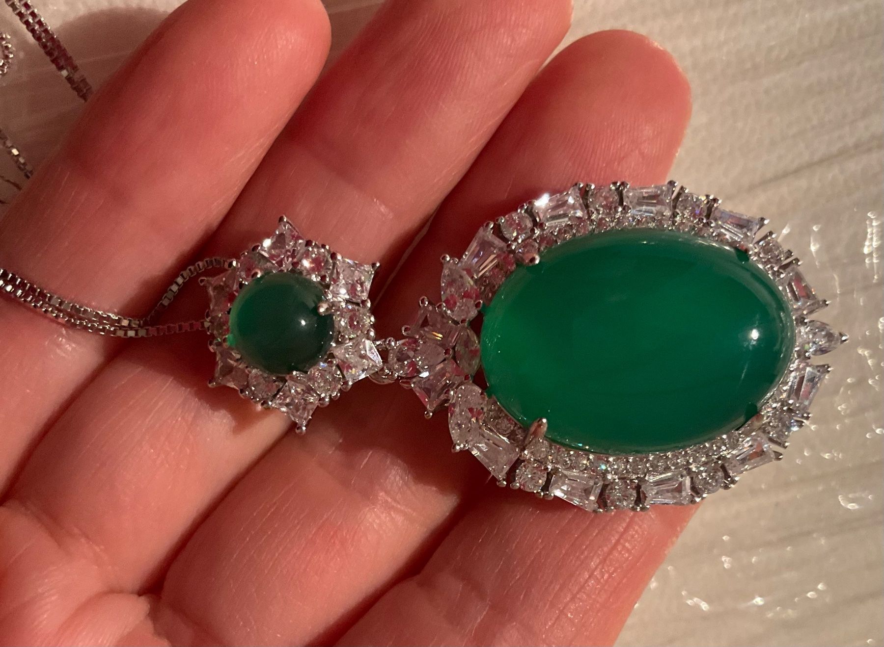 Ketten: Schönes Collier in Silber 925 mit grossem Chrysopras – Neu (gemäss Beschreibung) aus Bern von Steinfieber 4