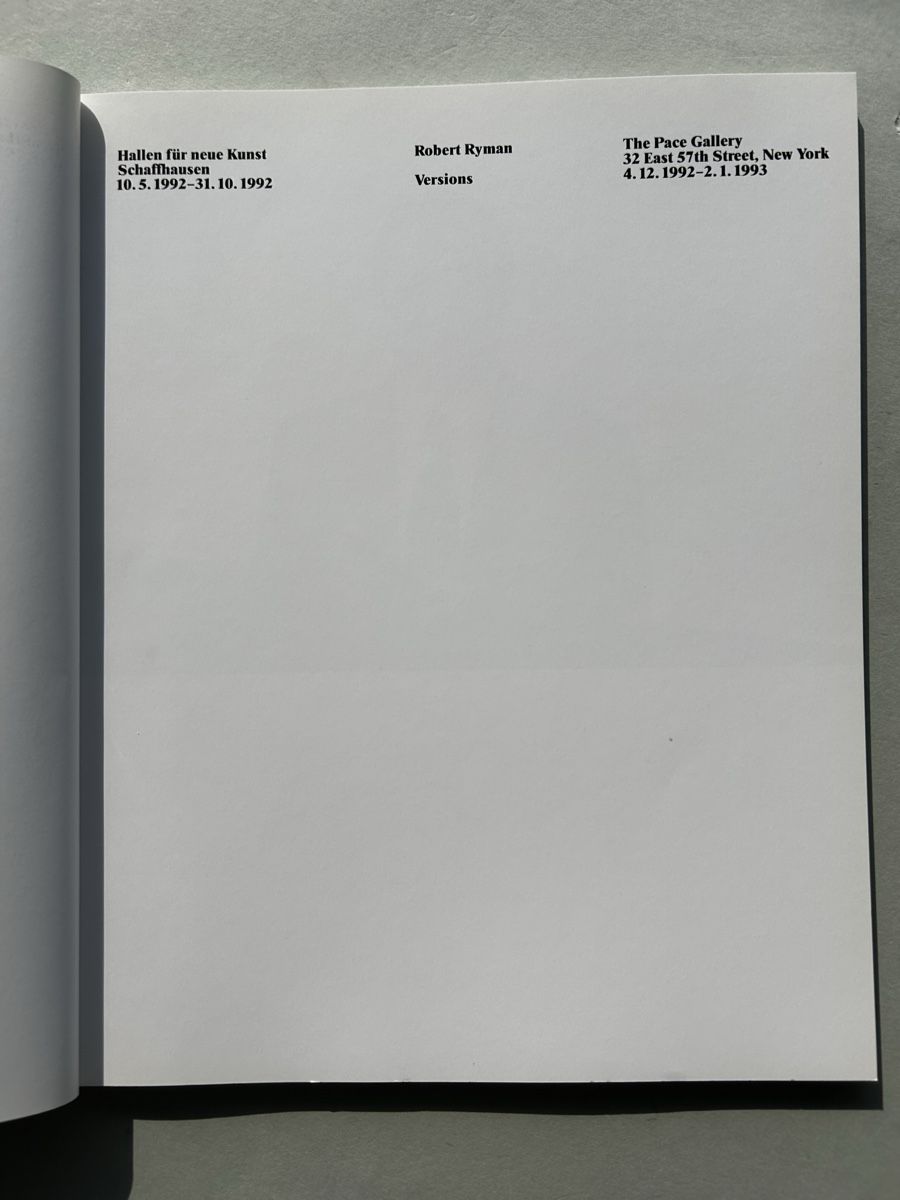 Libri: Robert Ryman Versions - Art Exhibition Catalog - 1992! pace – Usato da Zürich venduto da Coffeetable88 2