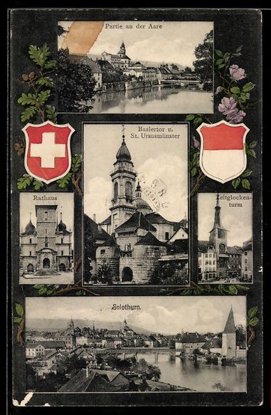 Ansichtskarten: Solothurn, Partie an der Aare, Baslertor – Gebraucht aus Berlin von bartko-reher
