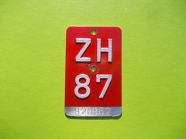 Velonummer / Fahrradnummer ZH 87