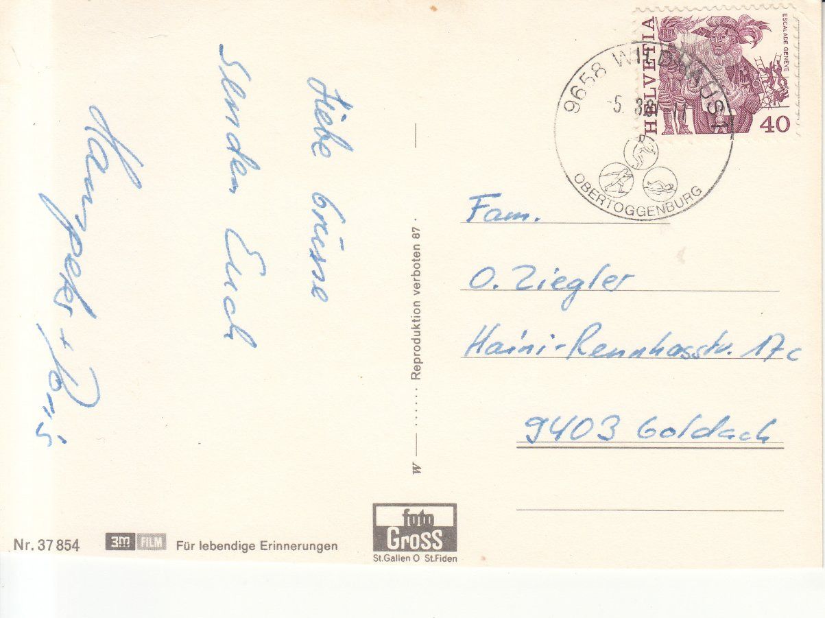 Cartoline postali: Obertoggenburg 1981 – Usato da Bürglen TG venduto da StampGraf 1