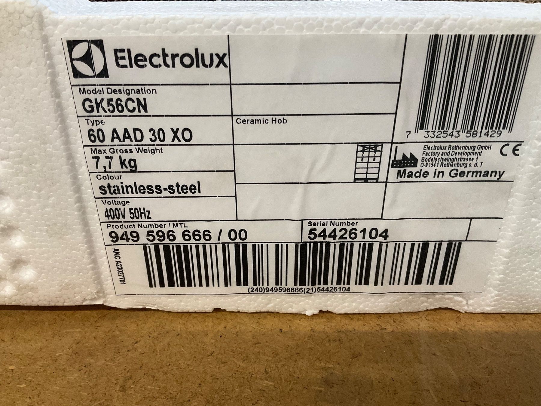 Electrolux Cucine: 040 Electrolux EH6GL40XCN Herd mit GK56CN Elektrokochfeld – Nuovo (secondo la descrizione) da Derendingen venduto da Meisterstuecke 9