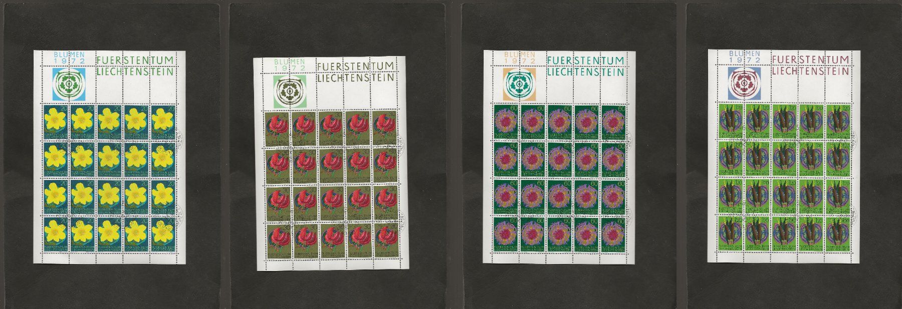 Tutti i francobolli: Bogen Serie Blumen 1972 Liechtenstein gestempelt – Usato da Au ZH venduto da xelagreb01