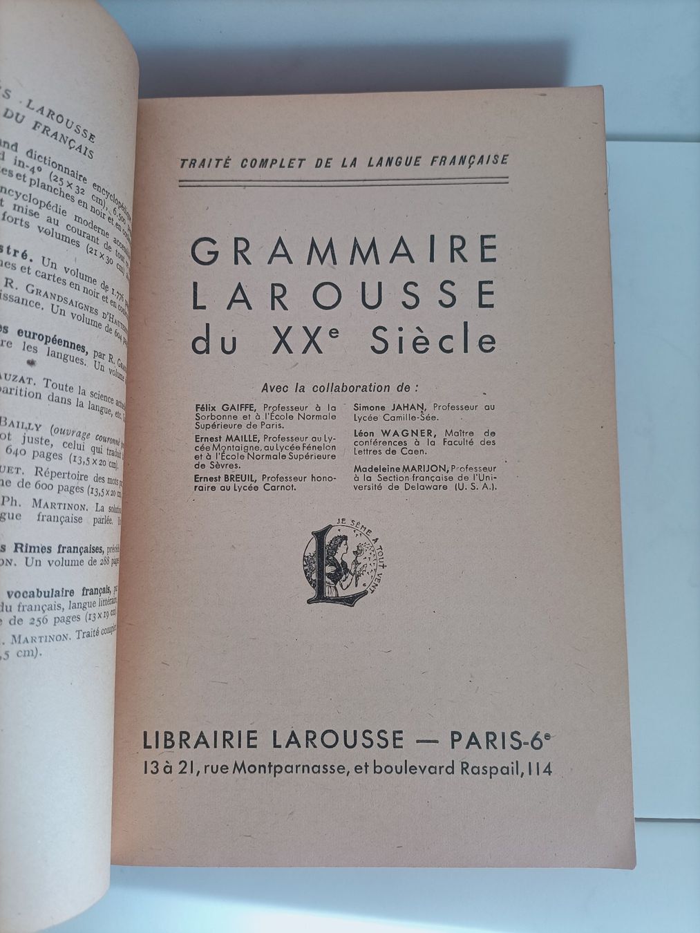 Libri: Grammaire Larousse du XXe siècle / Larousse 1936 – Usato da crans montana venduto da AB3963 1