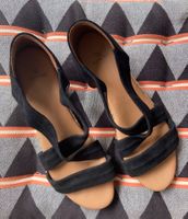VARESE Sandales compensées cuir noir et corde 40