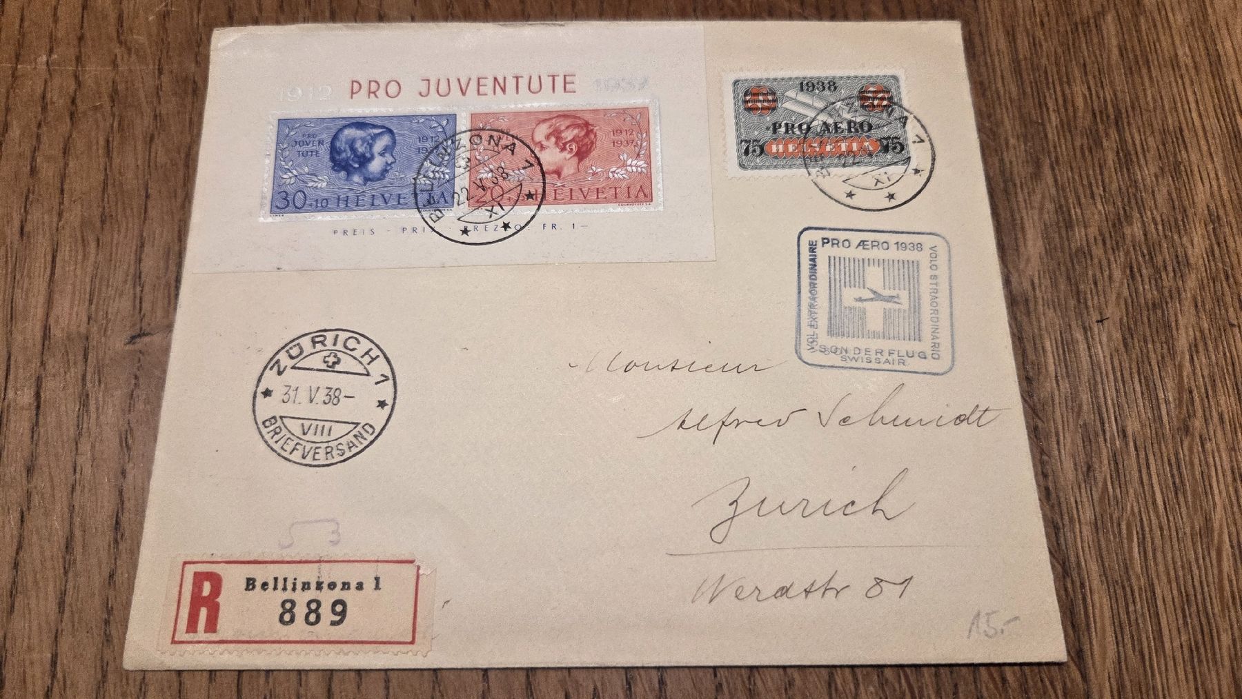 Tutti i francobolli: 1938 Pro Aero Flug mit Pro Juventute Block – Usato da Arni AG venduto da Moth68