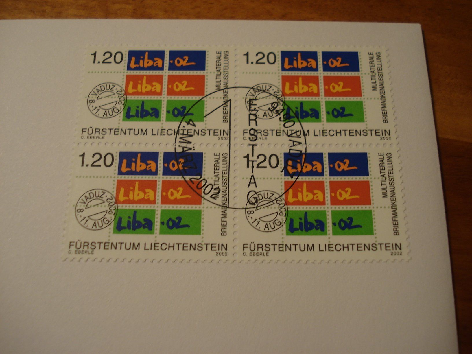 Alle Briefmarken: Liechtenstein 2002, Marke LIBA'02, Einzel + 4erblockaaaaaaaa – Gebraucht aus Niederwil AG von morostahu