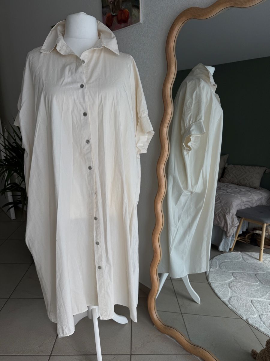 Kleider: Beiges Hemdkleid in übergross – Neu (gemäss Beschreibung) aus Muttenz von einfach-schoen