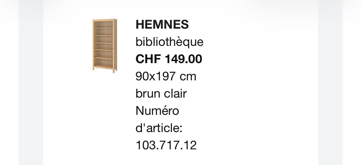 Scaffali: IKEA HEMNES Bookcase light brown 90x197 cm good condition – Usato da Genève venduto da ang_5v9z 1