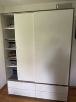 Schiebetürenschrank mit Schubladen weiss/grau guter Zustand