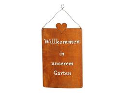 Schild "Willkommen in unserem G" Hänger Edelrost Höhe 37.5cm
