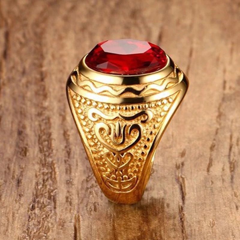 Anelli: Men ring gold red stone – Nuovo e nell'imballaggio originale da Aarburg venduto da StavFashion 3