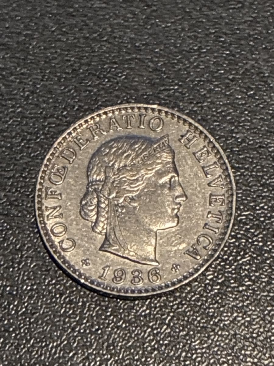 Tutti le monete: Nr. 59: 20 Rappen, schweizer Franken, 1936 – Usato da Burgdorf venduto da Yakari5165