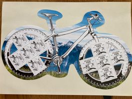 Fahrrad Briefmarken Collage, ungebraucht, Top Zustand!