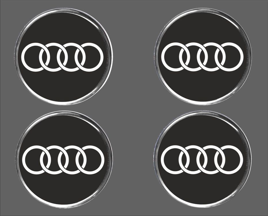 AUSVERKAUF Audi Nabendeckel Aufkleber 3D, 48mm 4er Set