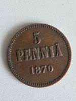 Münze 5 Penniä 1870 Sammlermünze, Finnland