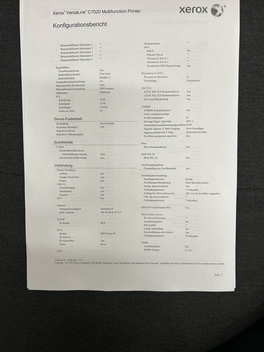 Xerox Fotocopiatrici: Multifunktionsdrucker Xerox VersaLink C7020 gebraucht – Usato da Dietikon venduto da Vertex_Global 8