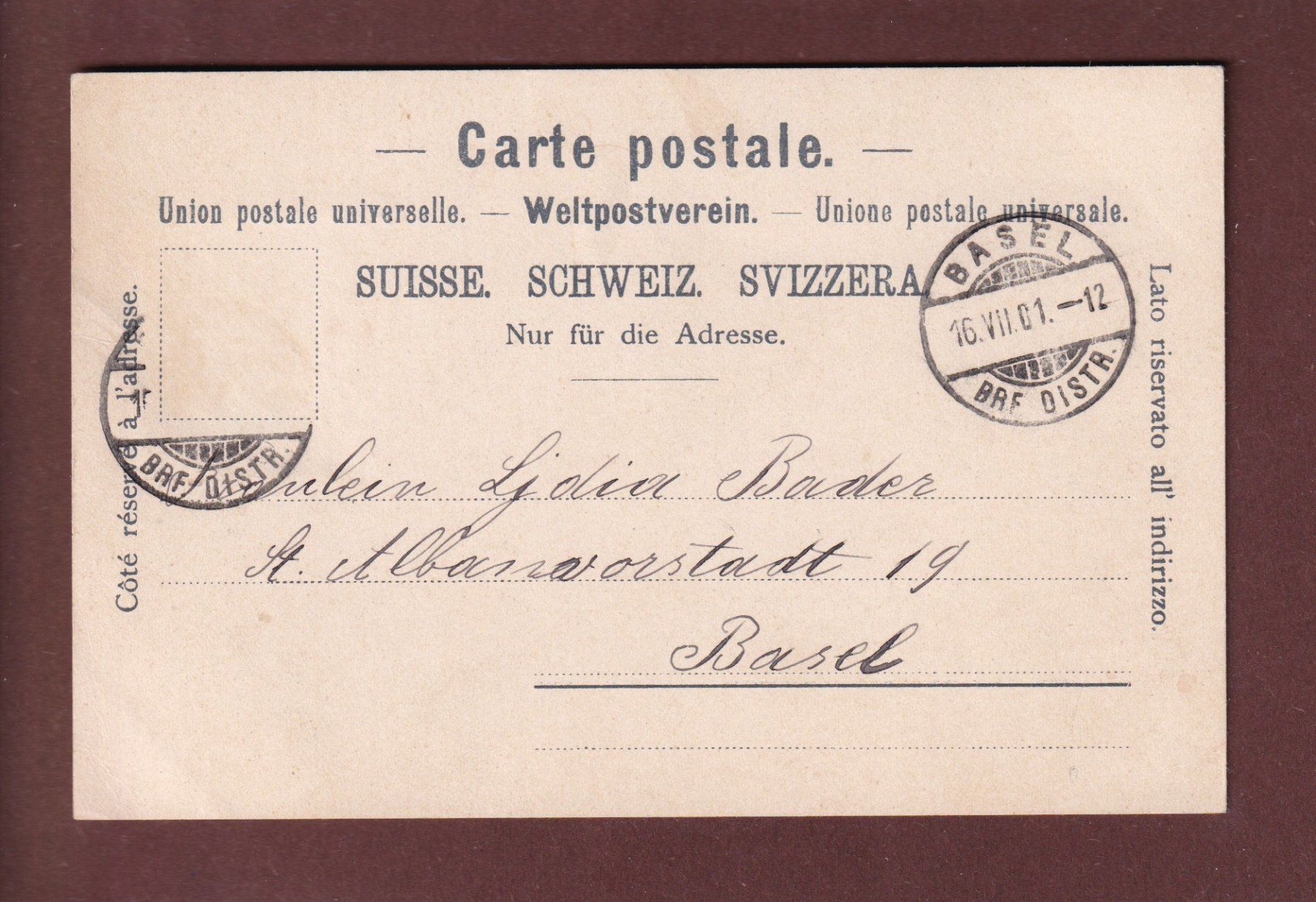 Cartoline postali: BASEL - Gewerbe Ausstellung 1901 – Usato da Pully venduto da nicecards 1