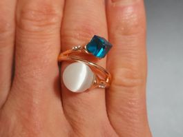 Ring mit Zirkonia, vergoldet, 5g, size 9 (59)