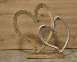 Holzherz Dekoration, Holz und Silber, neu