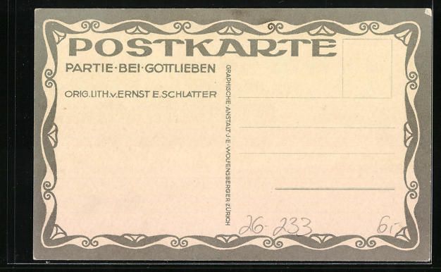 Cartoline postali: Ernst E. Schlatter: Gottlieben, Blick zu – Usato da Berlin venduto da bartko-reher 1
