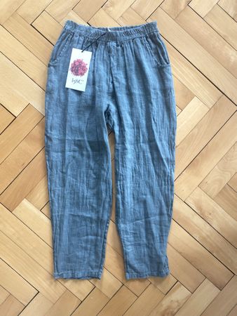 Pantalone boho lino 100 vert olive taille unique made in ita