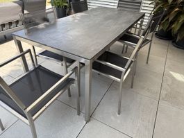Gartentisch mit 6 Stühlen Aluminium Anthrazit guter Zustand