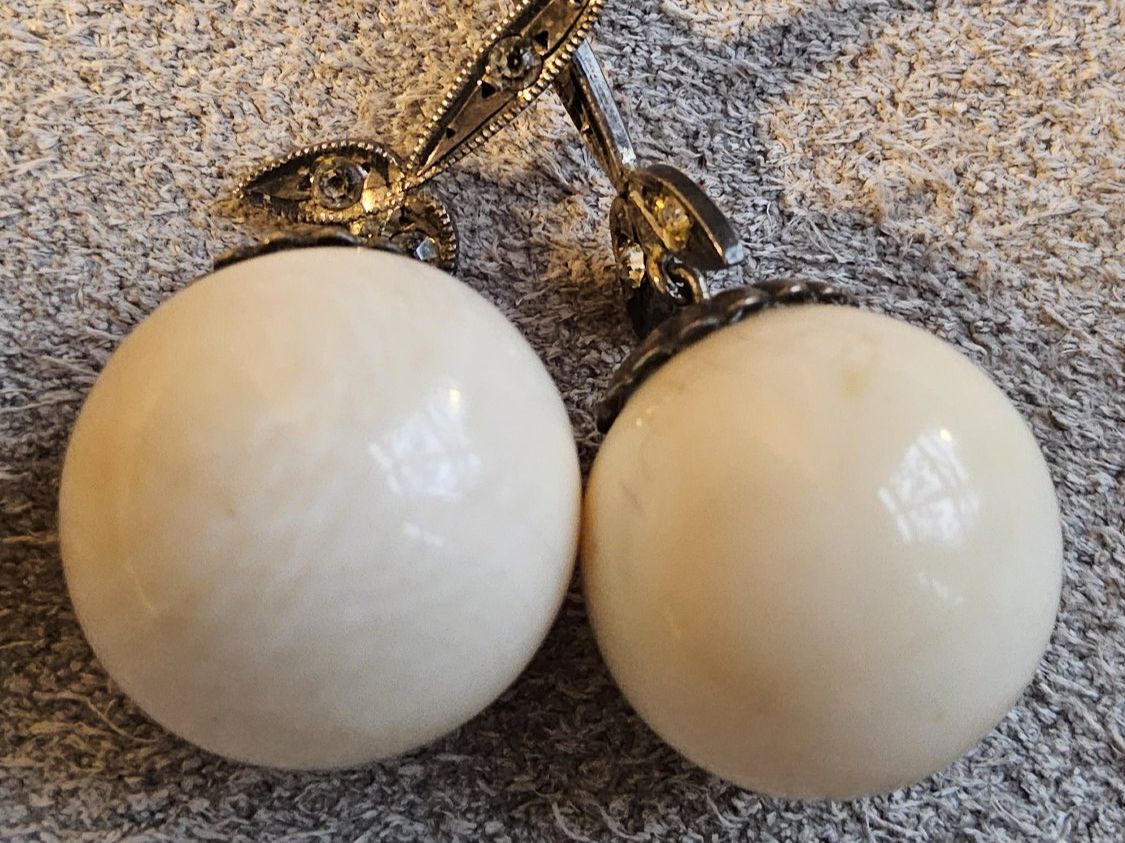 Orecchini pendenti & Orecchini a lobo: Antike exquisite Ohrhänger mit Bein /Glas, ca 1900 – Usato da Zürich venduto da gutsan 5