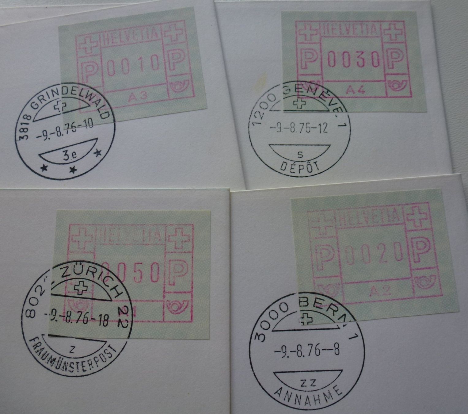 Tutti i francobolli: ATM 1976 ++ 4 FDC einzeln ATM A1-A4 - 9.8.1976 – Usato da Walkringen venduto da Casablanca777 2