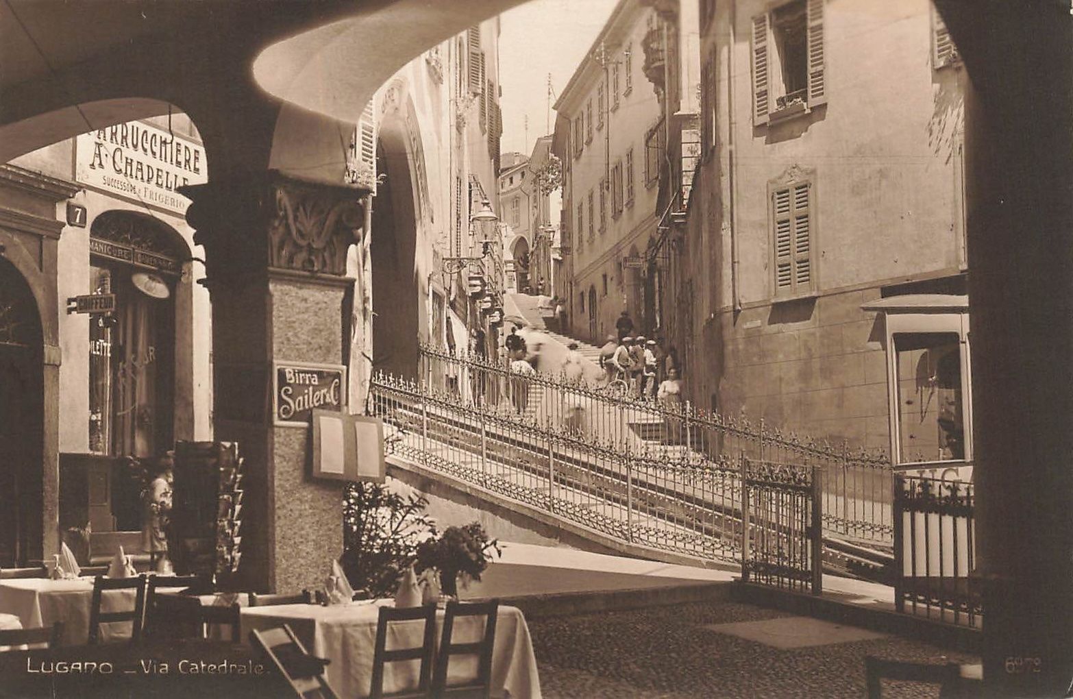 Ansichtskarten: Lugano (TI) Via Cattedrale – Gebraucht aus Biasca von Blenio71