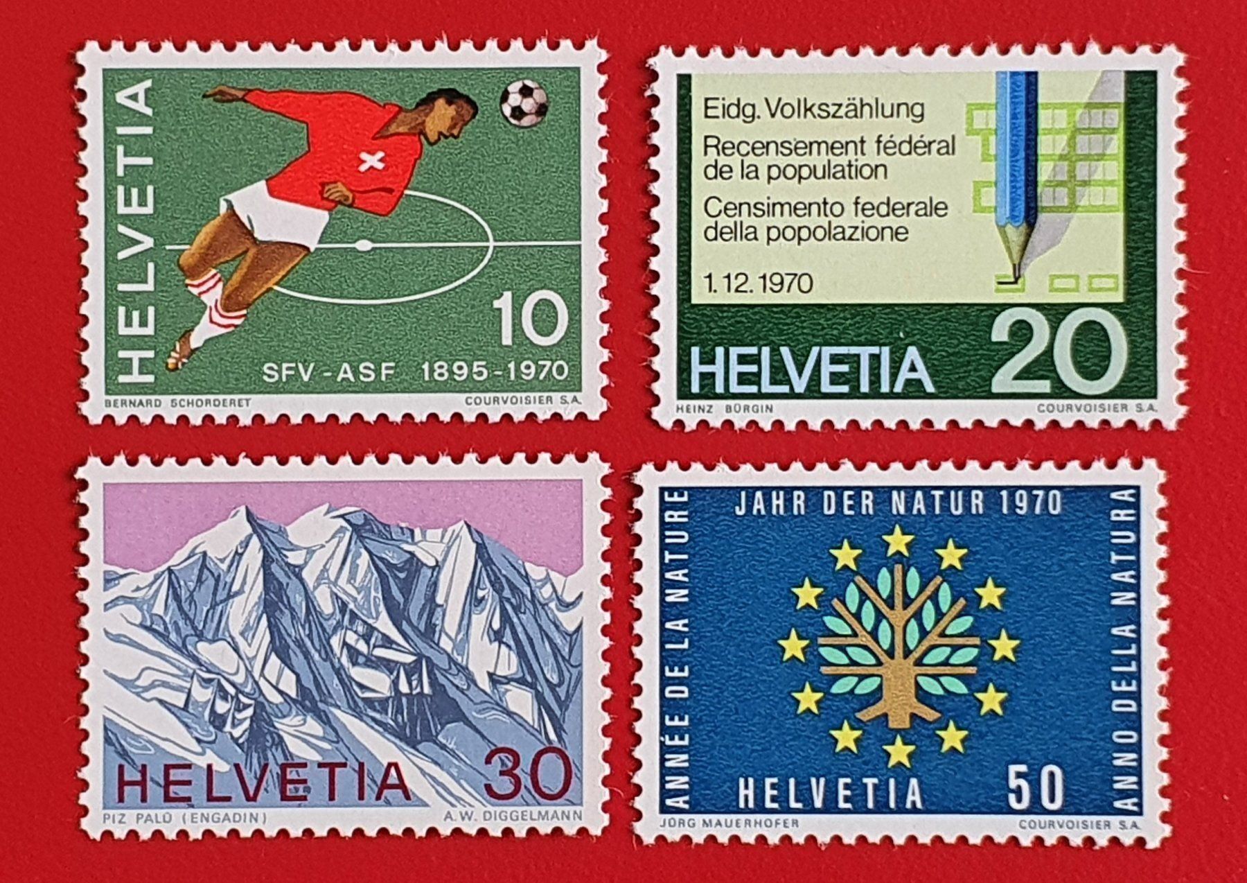 Alle Briefmarken: WERBEMARKEN SATZ 486 - 489 1970** POSTFRISCH – Neu (gemäss Beschreibung) aus Düdingen von Quartierstrasse