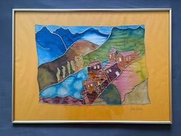 auf Seide gemaltes Batik Bild