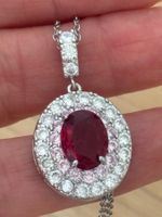 Luxus Elegante Kette Farbe : Silber Zirkonia weiss Rot