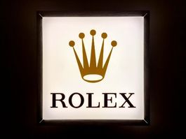 Leuchtschild - Rolex in Kunststoff und Metall - 28x28x7 cm.