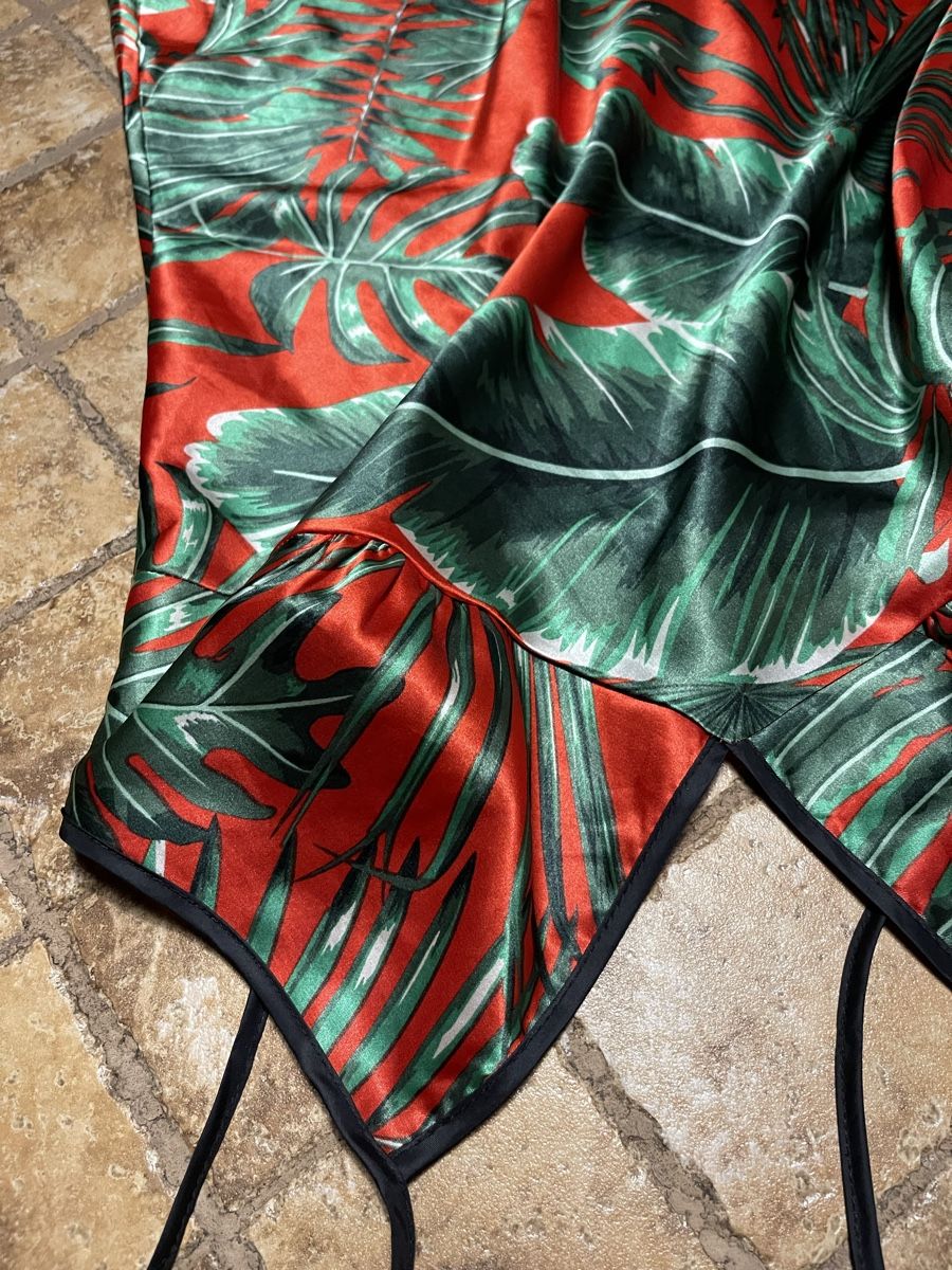 Negligees & Pigiami: Chic Tropicale: Abito da notte di raso-Tg.L-Rosso e Verde – Nuovo (secondo la descrizione) da Gordevio venduto da LanaZimm 5