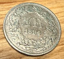 Schweizer Münze 1/2 Franken 1894 Silbermünze