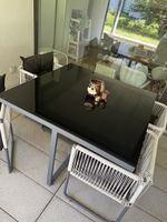 Glass Top Black Outdoor Table