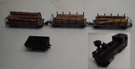 H0e für Bastler - 1 x Dampflok von Liliput & 5 Güterwagen