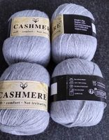 4× 50g Kaschmir Wolle hellgrau NEU